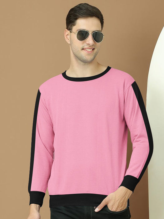 NXT Fleece Sweatshirt For Men-Pink with Black Panels-BR14625