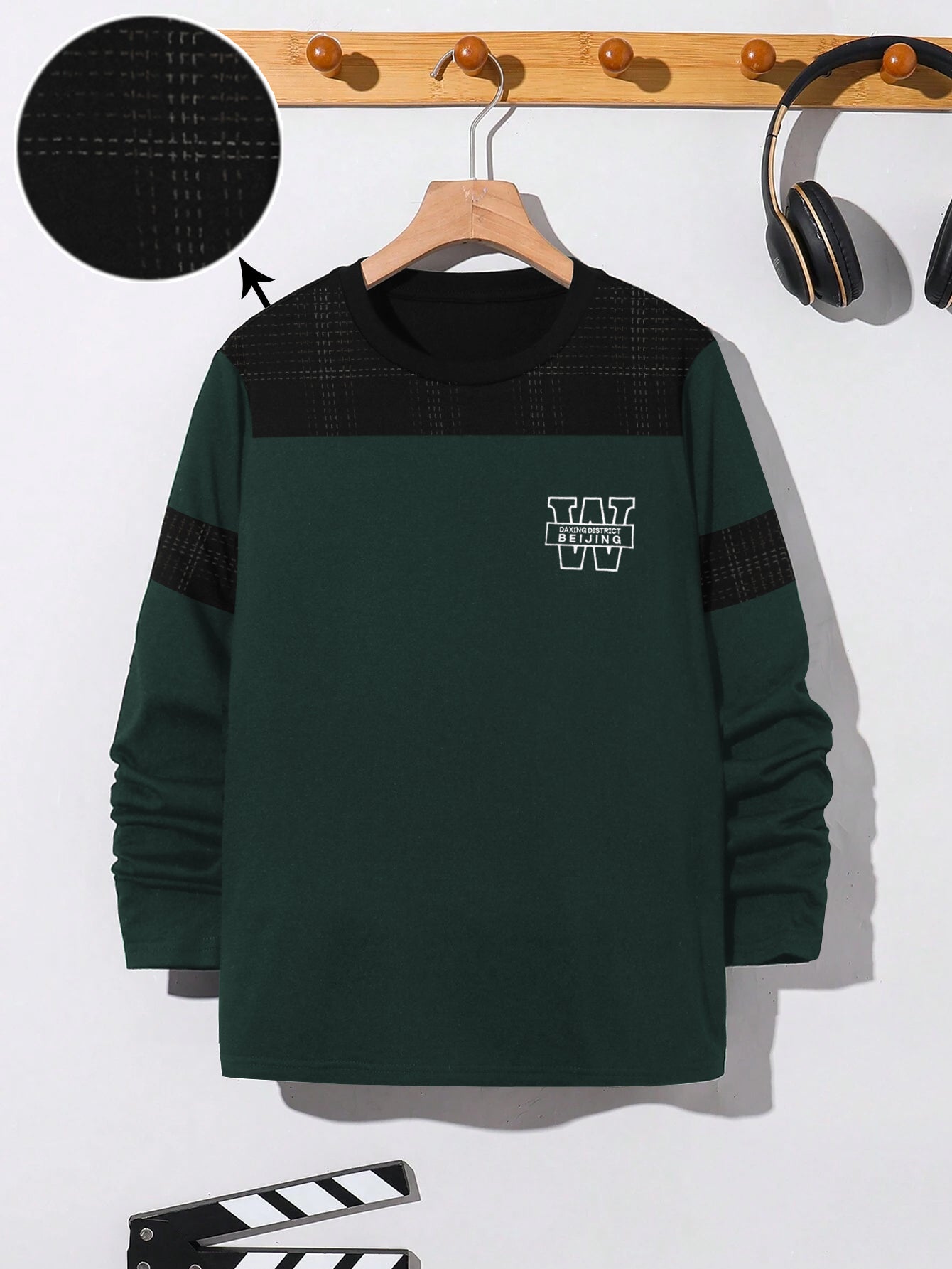 NXT Long Sleeve Tee Shirt For Kids-Green & Black-BR14781