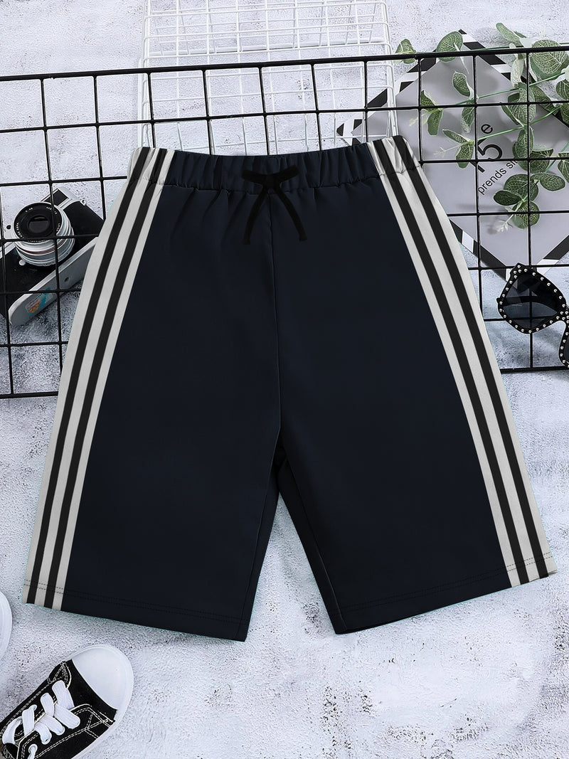 NXT Single Jersey Short For Kids-Navy with Grey & Black Stripes-BR14934