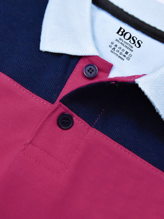 NXT Summer P.Q Polo Shirt For Kids-Sky with Dark Pink & Navy-BR13184