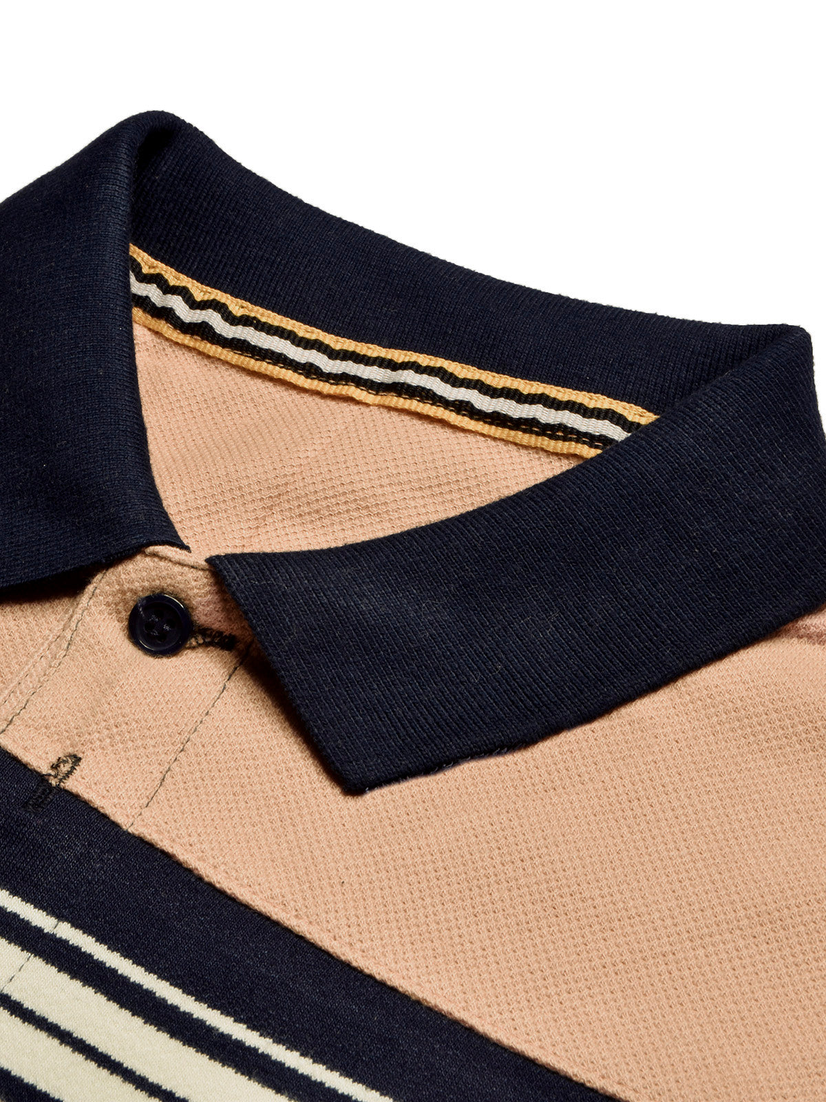 NXT Summer Polo Shirt For Men-Base Skin with Navy & White Stripe-BR12973