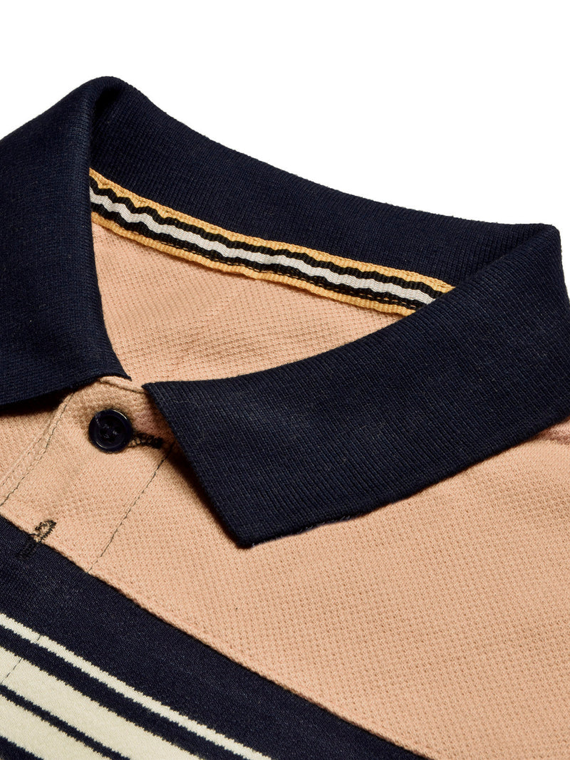 NXT Summer Polo Shirt For Men-Base Skin with Navy & White Stripe-BE721/BR12973