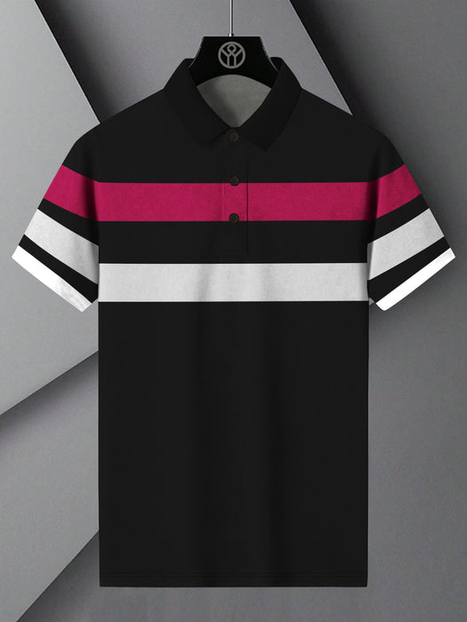 NXT Summer Polo Shirt For Men-Black with Pink & White-BR13045