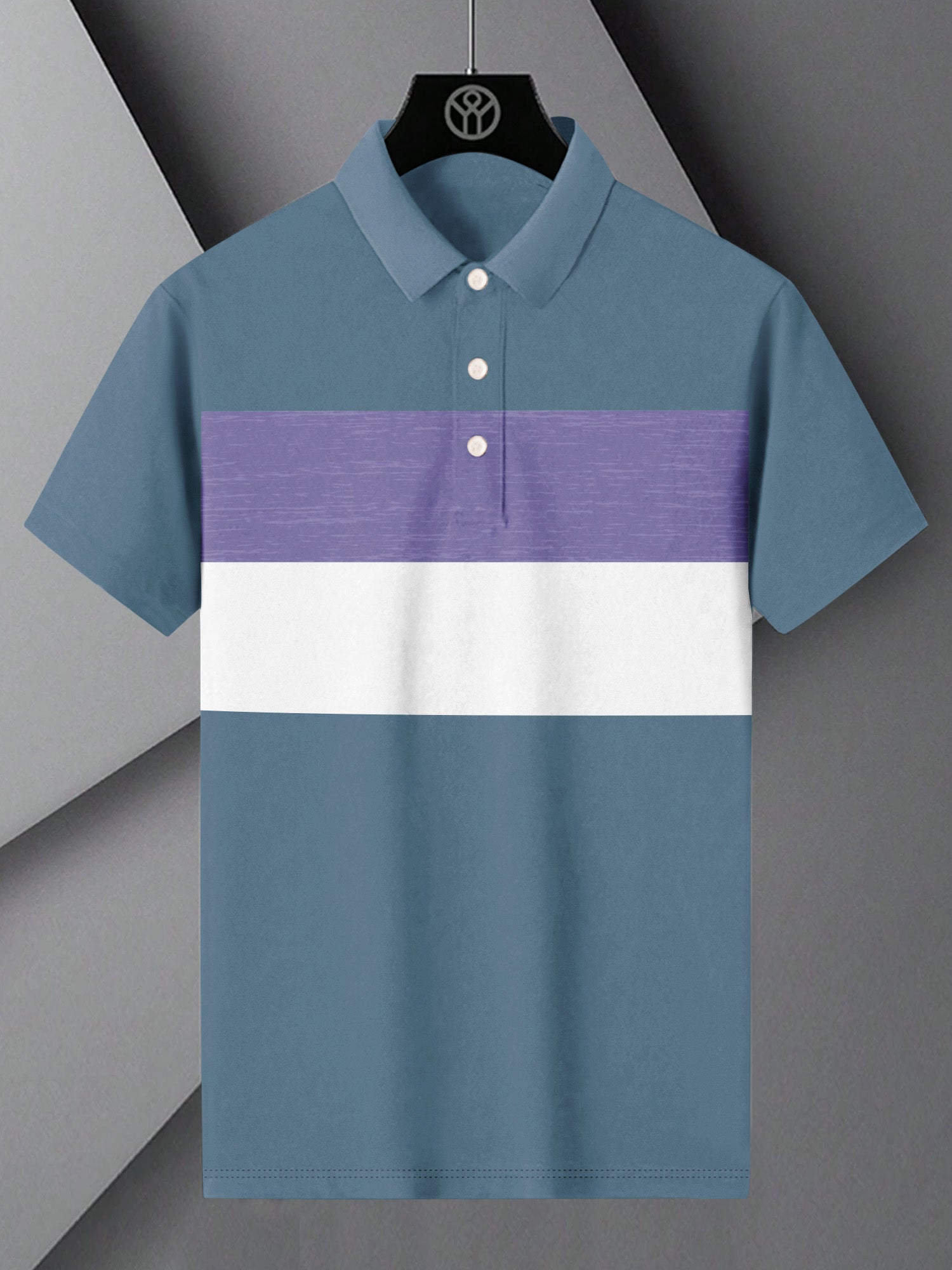 NXT Summer Polo Shirt For Men-Bond Blue with White & Purple Stripe-BR12974