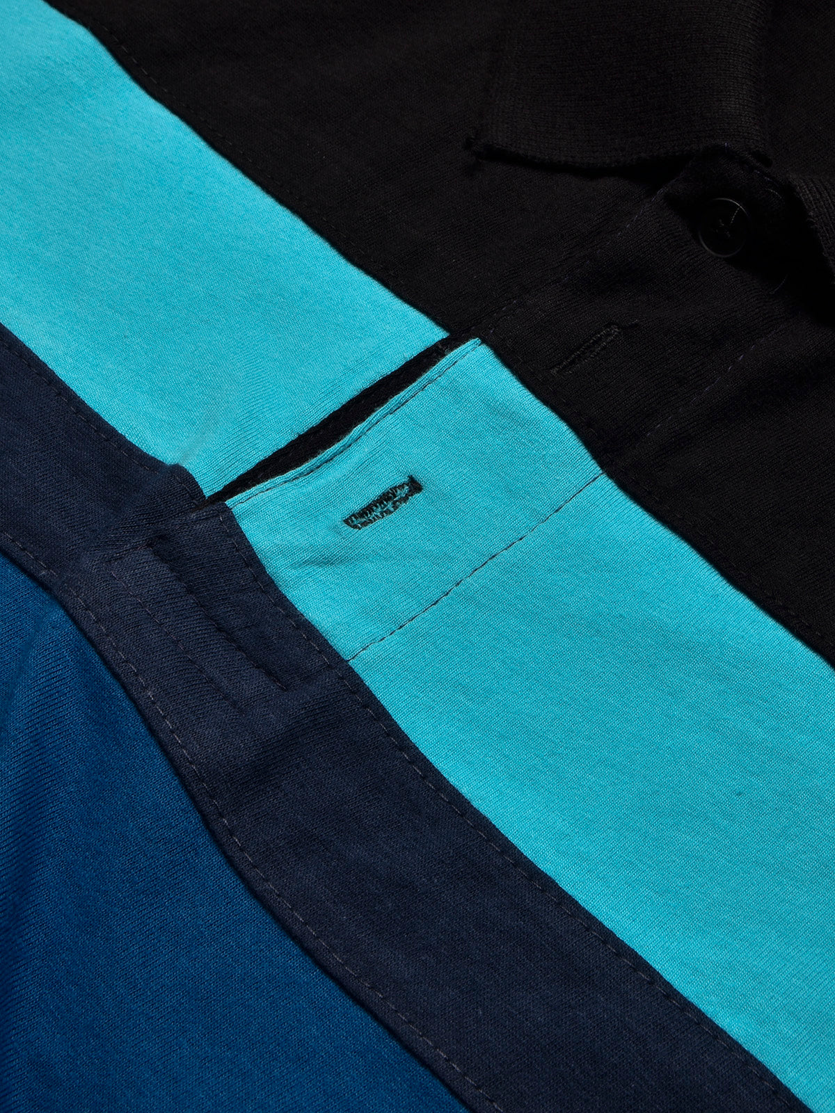 NXT Summer Polo Shirt For Men-Dark Navy With Black & Sky Stripe-BR12947