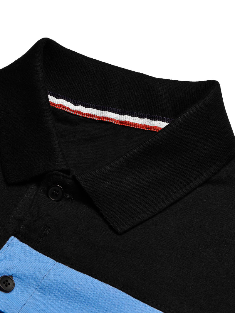 NXT Summer Polo Shirt For Men-Dark Navy With Zinc & Sky Stripe-BR12992