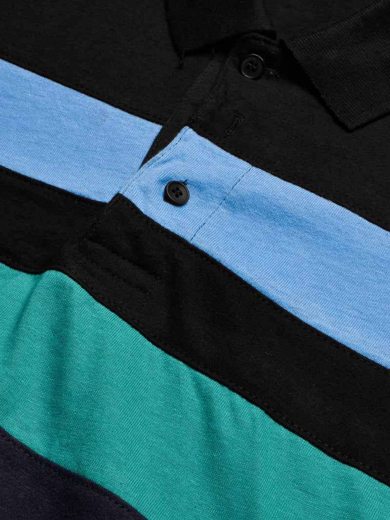 NXT Summer Polo Shirt For Men-Dark Navy With Zinc & Sky Stripe-BR12992