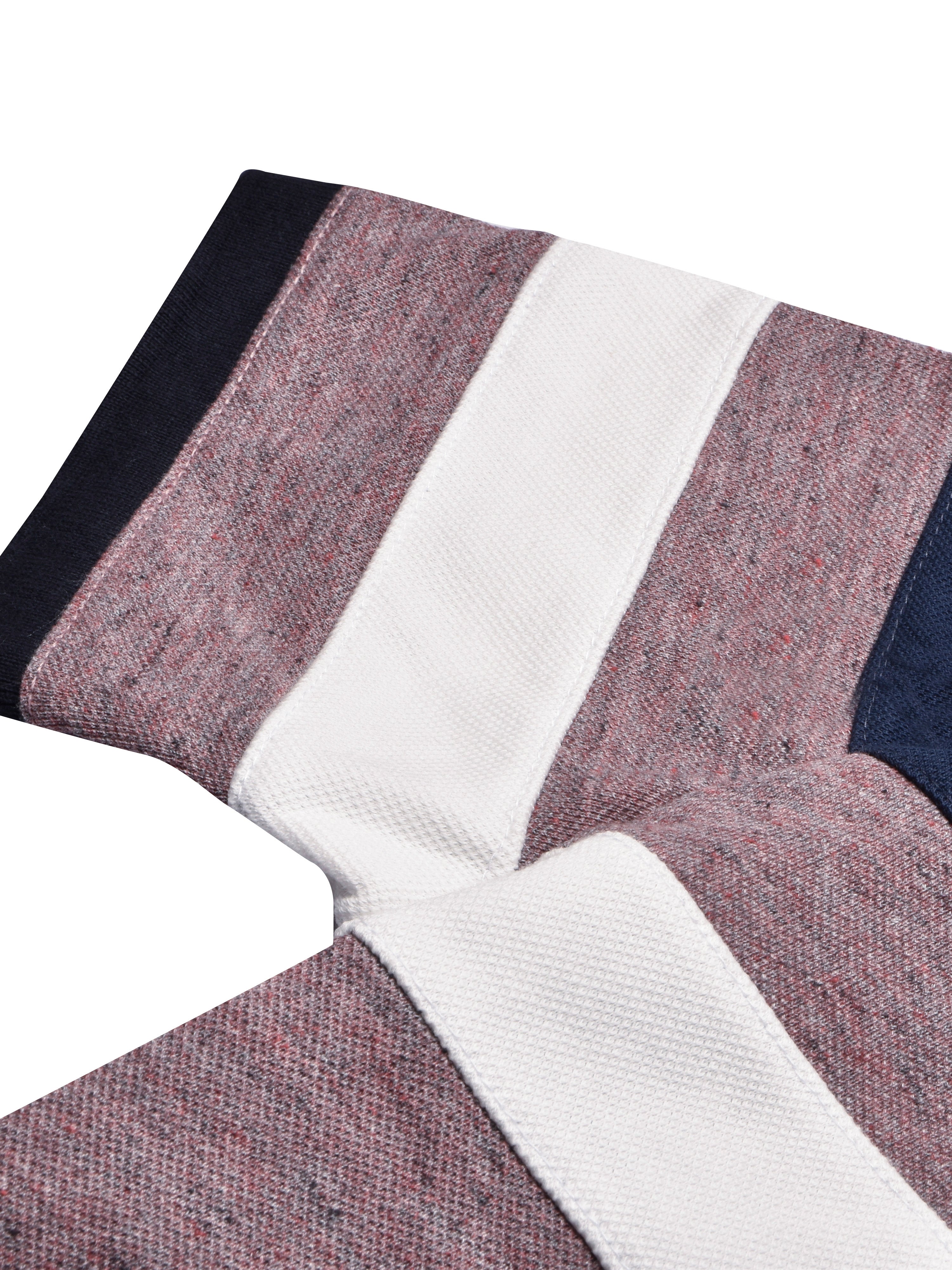 NXT Summer Polo Shirt For Men-Dark Pink Melange with White & Navy-BR13039