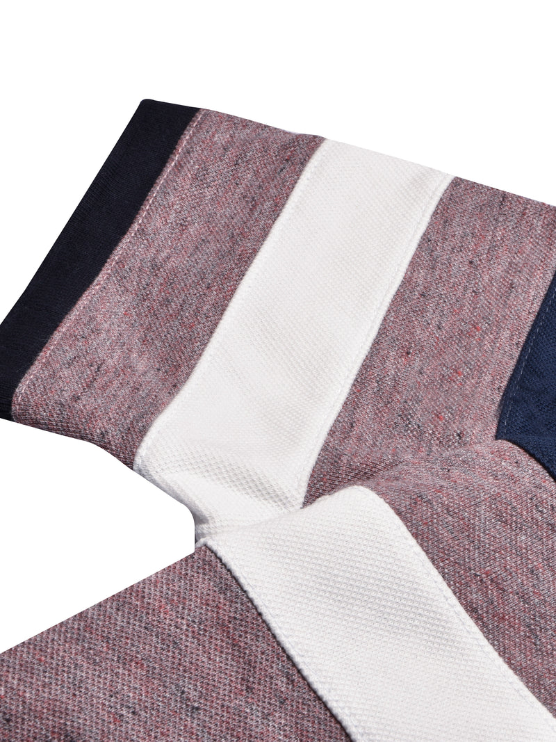 NXT Summer Polo Shirt For Men-Dark Pink Melange with White & Navy-BR13039
