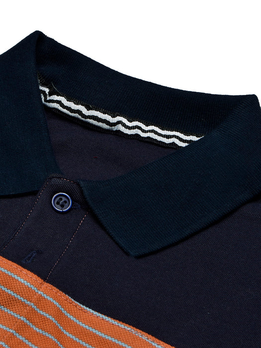 NXT Summer Polo Shirt For Men-Green with Orange & Navy Panel-BR13053