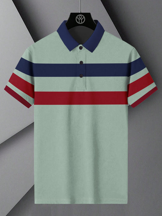 NXT Summer Polo Shirt For Men-Green with Red & Navy-BR13063