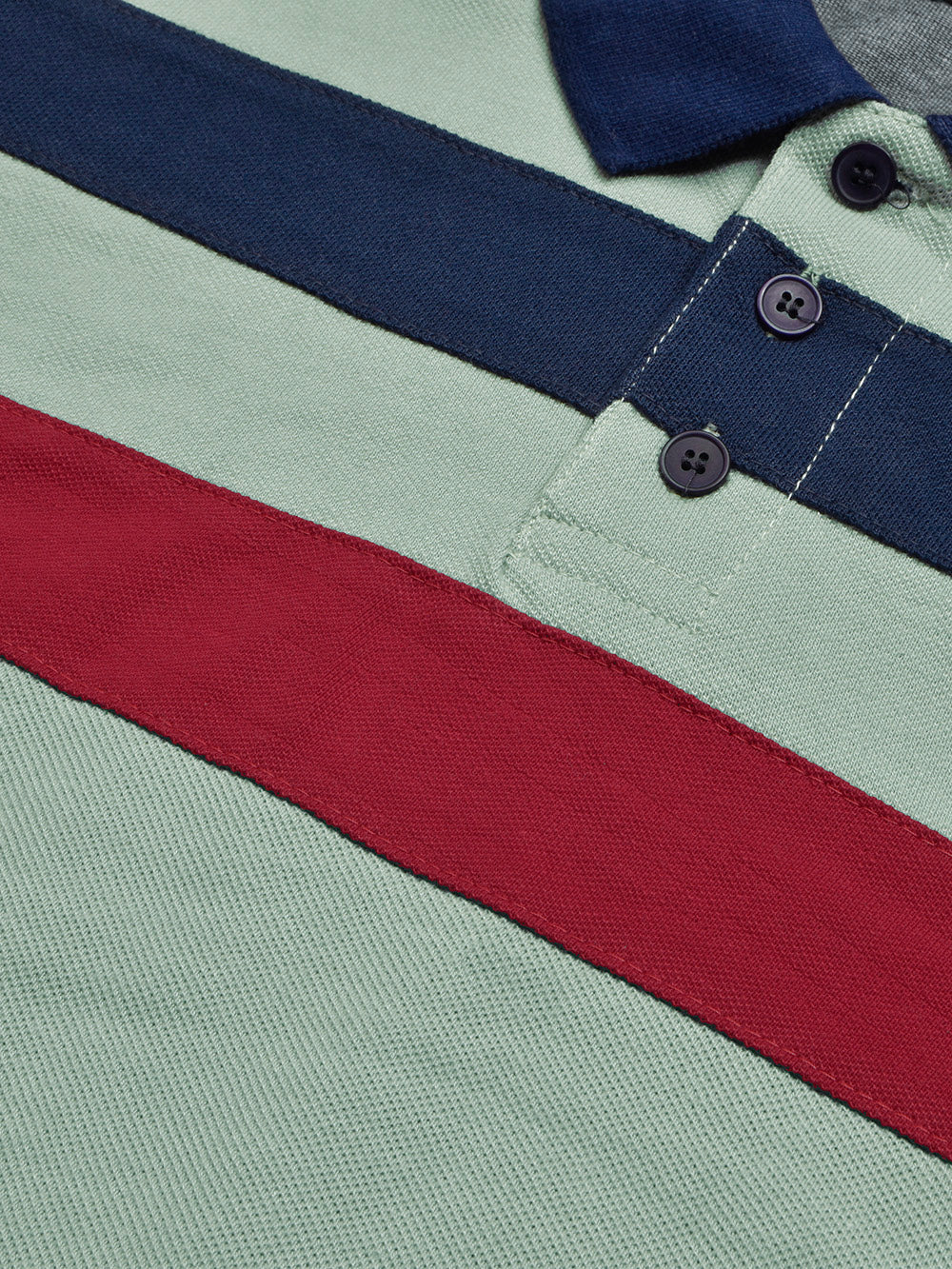 NXT Summer Polo Shirt For Men-Green with Red & Navy-BR13063