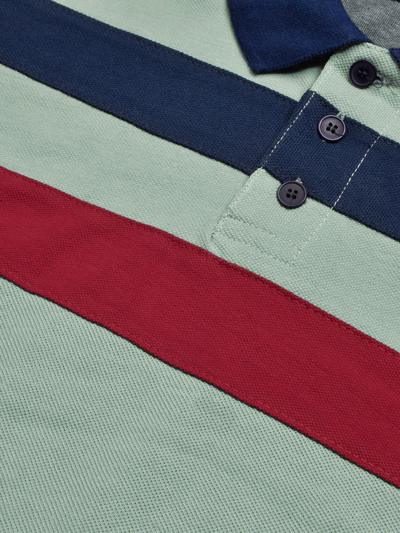 NXT Summer Polo Shirt For Men-Green with Red & Navy-BR13063