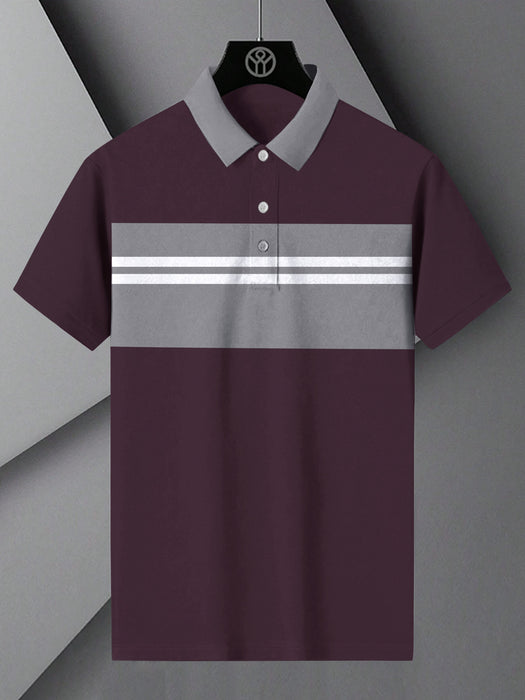 NXT Summer Polo Shirt For Men-Maroon with Grey Melange Panel-BR3052