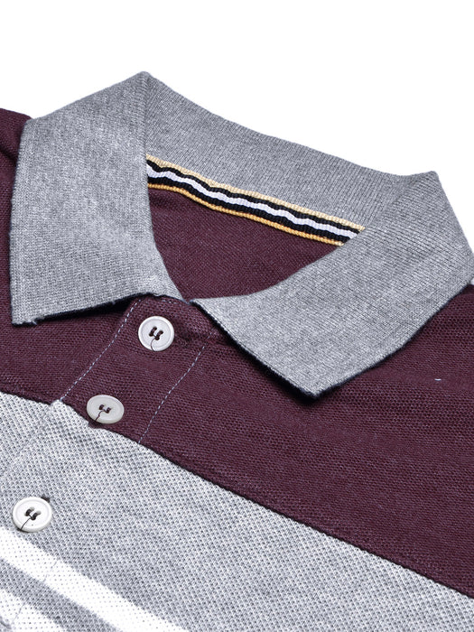 NXT Summer Polo Shirt For Men-Maroon with Grey Melange Panel-BR3052
