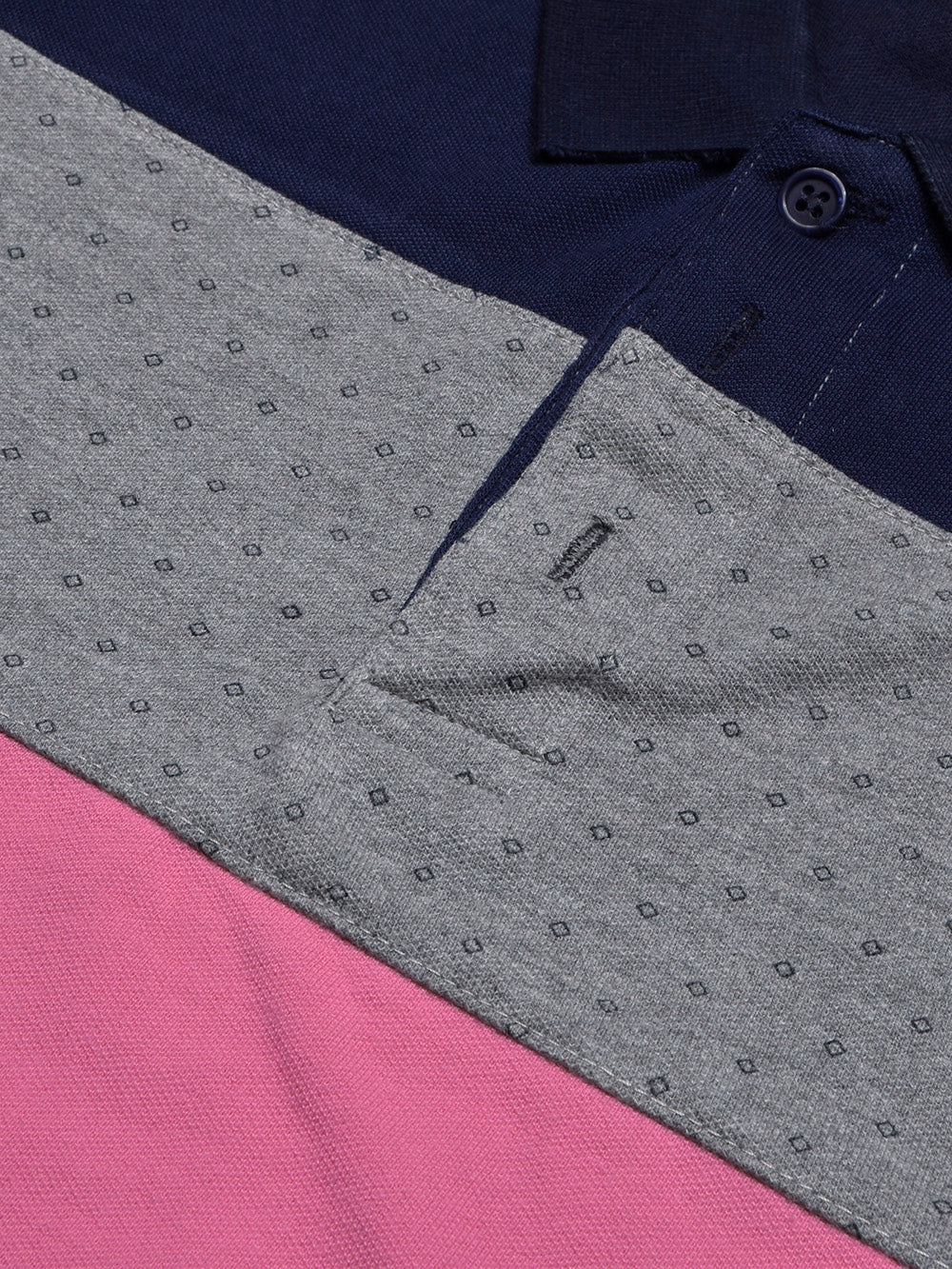 NXT Summer Polo Shirt For Men-Pink with Grey & Navy-BR13062