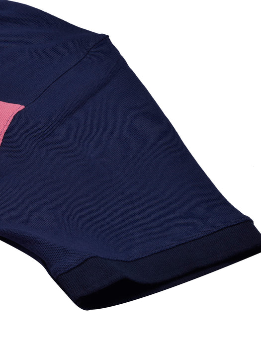 NXT Summer Polo Shirt For Men-Pink with Navy & Red Stripe-BR13004
