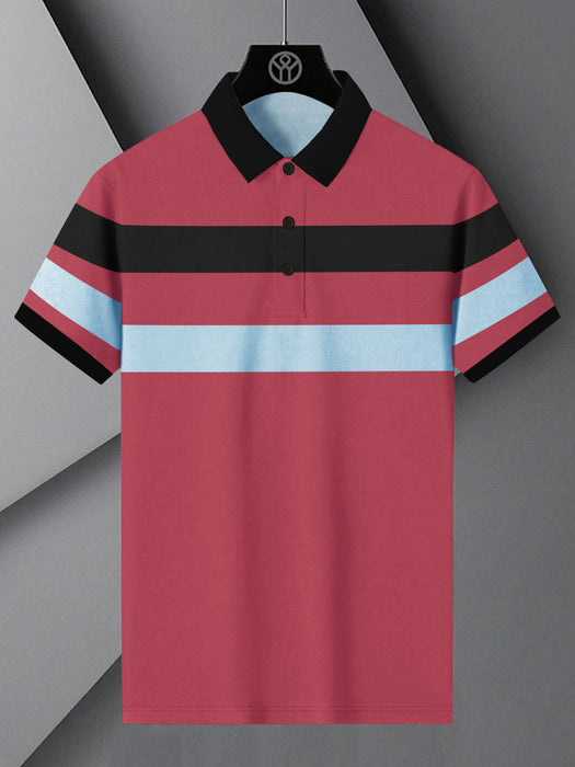 NXT Summer Polo Shirt For Men-Pink with Sky & Black-BR13048