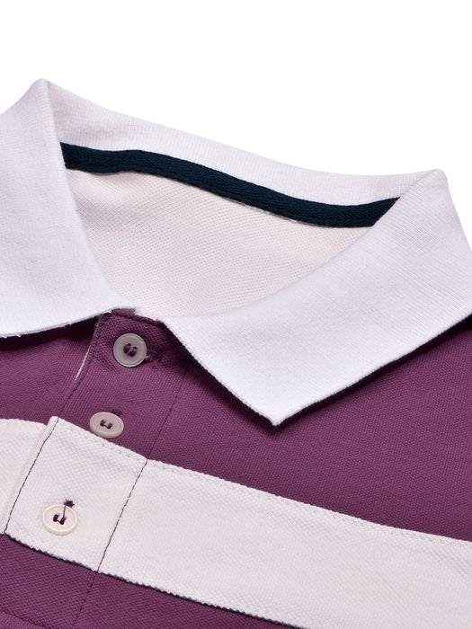 NXT Summer Polo Shirt For Men-Purple with Navy & White Stripe-BR12975