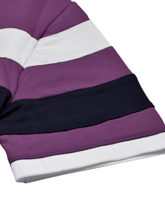 NXT Summer Polo Shirt For Men-Purple with Navy & White Stripe-BR12975