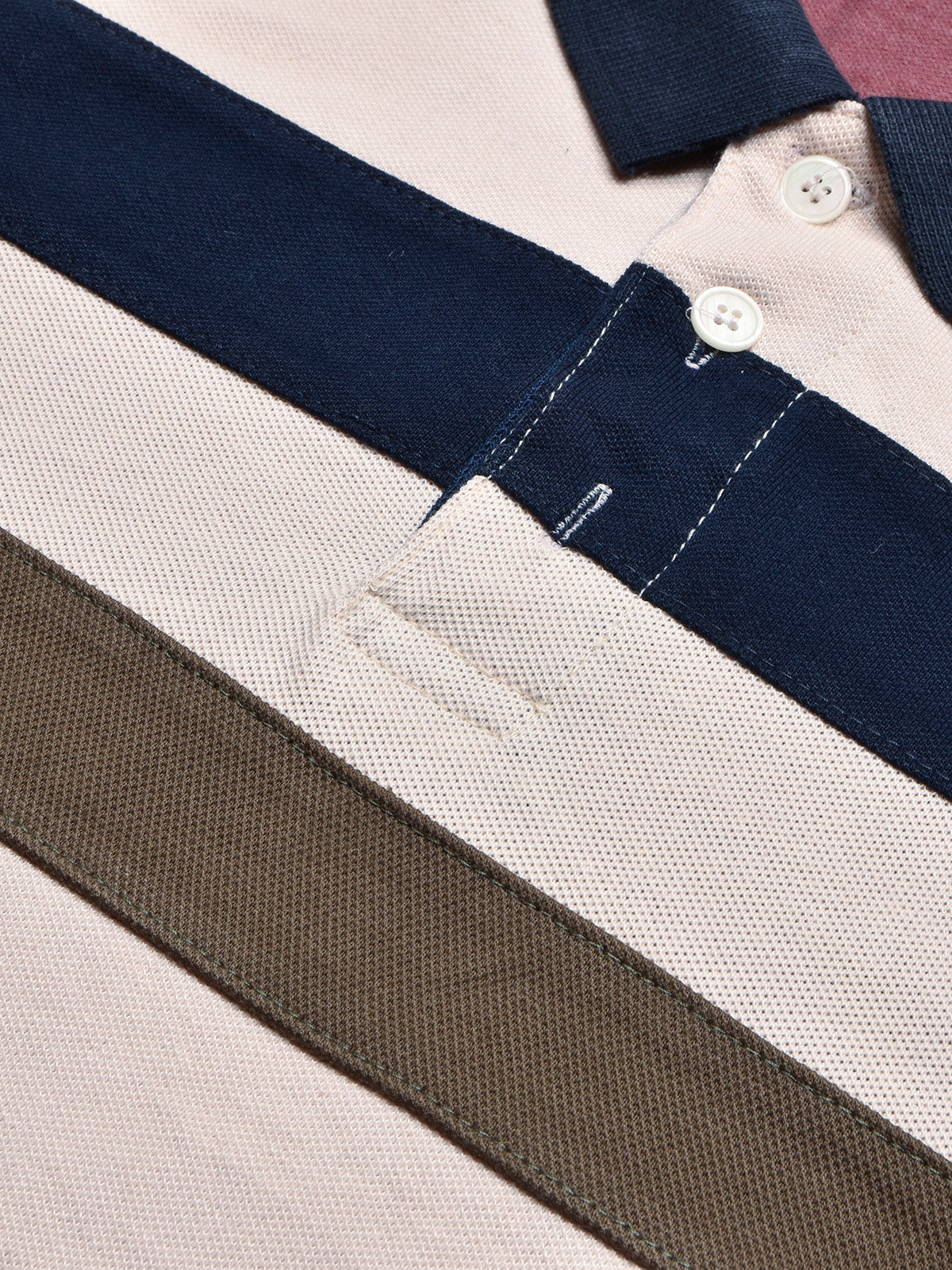 NXT Summer Polo Shirt For Men-Skin with Navy & Olive Stripe-BR12956