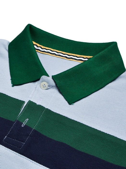 NXT Summer Polo Shirt For Men-Sky with Green & Blue Stripe-BR13003