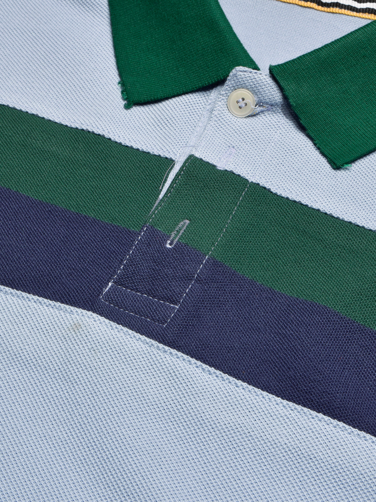 NXT Summer Polo Shirt For Men-Sky with Green & Blue Stripe-BR13003