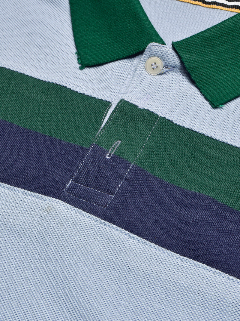 NXT Summer Polo Shirt For Men-Sky with Green & Blue Stripe-BR13003