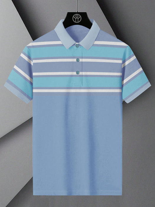 NXT Summer Polo Shirt For Men-Sky with White Panels-BR13085