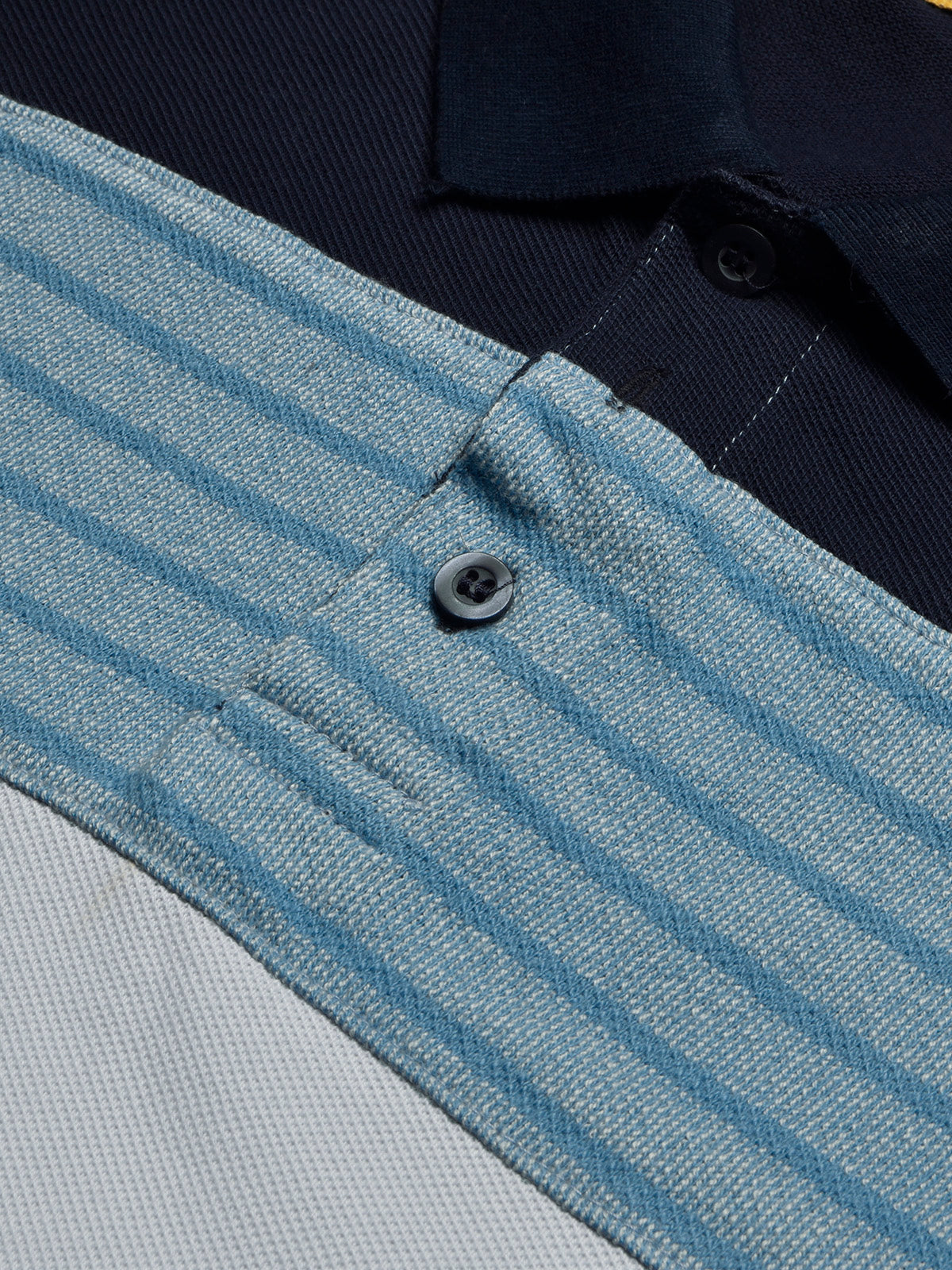 NXT Summer Polo Shirt For Men-Smoke Sky with Navy & Blue Stripe-BR12958
