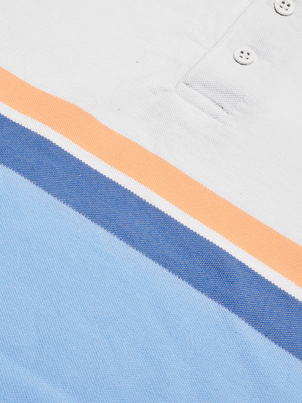 NXT Summer Polo Shirt For Men-White with Sky & Orange Stripe-BR13056