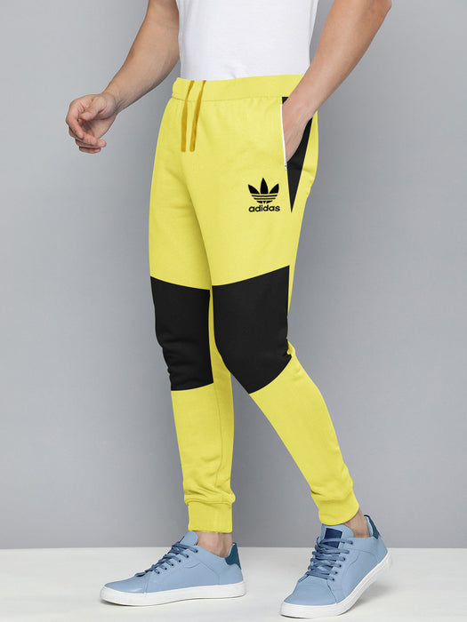 NXT Terry Fleece Jogger Sweatpant For Men-Yellow with Black Panel-BE2678