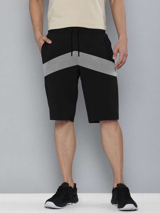 NXT Terry Fleece Short For Men-Black with Grey Panels-BR14664