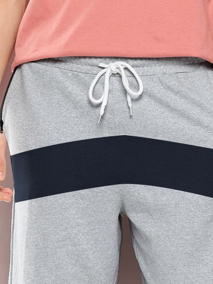 NXT Terry Fleece Short For Men-Grey Melange with Navy Panels-BR14665