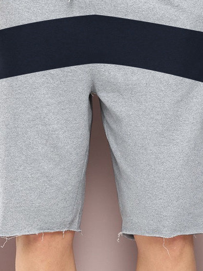 NXT Terry Fleece Short For Men-Grey Melange with Navy Panels-BR14665