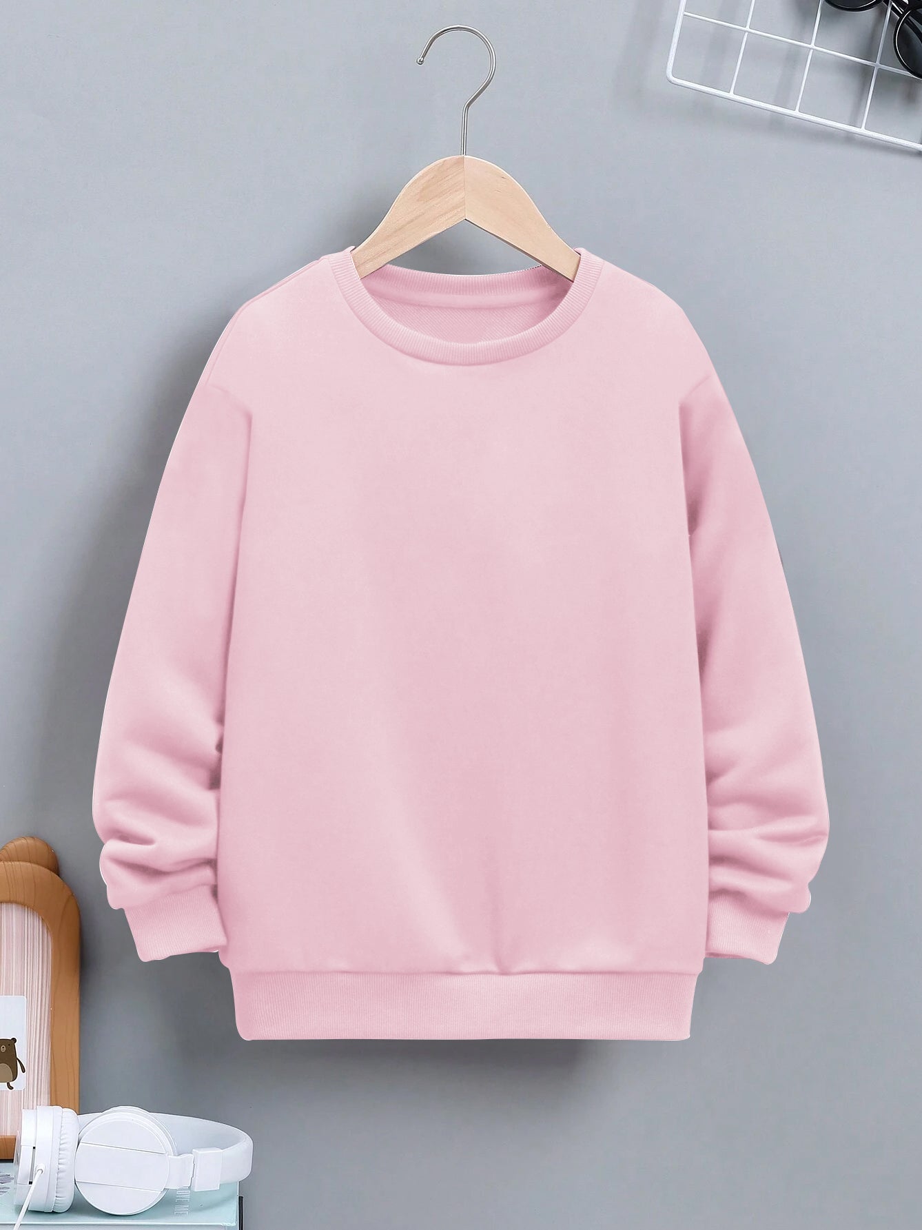 NXT Terry Fleece Sweatshirt For Kids-Light Pink-BR14721