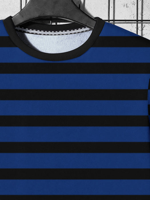 NXT Terry Fleece Sweatshirt For Men-Blue & Black Stripes-BR14618