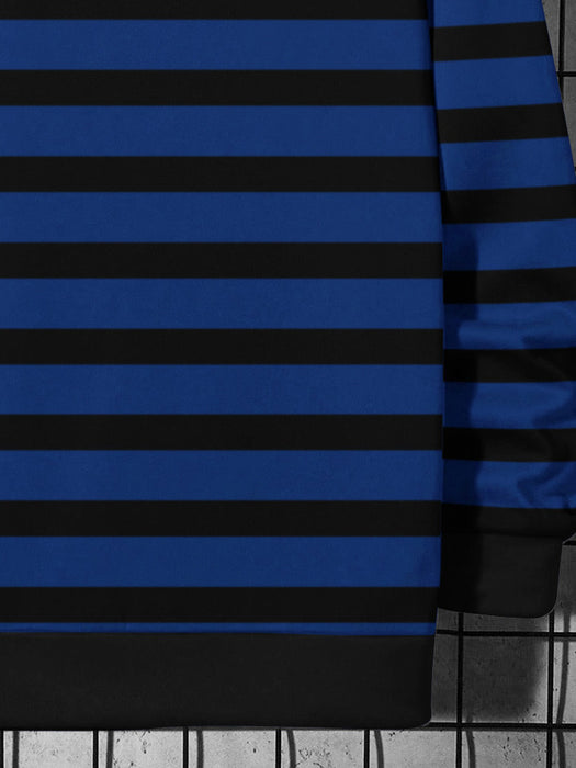 NXT Terry Fleece Sweatshirt For Men-Blue & Black Stripes-BR14618