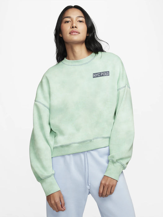 NYC Polo Terry Fleece Sweatshirt For Ladies-Green Faded-BR12904