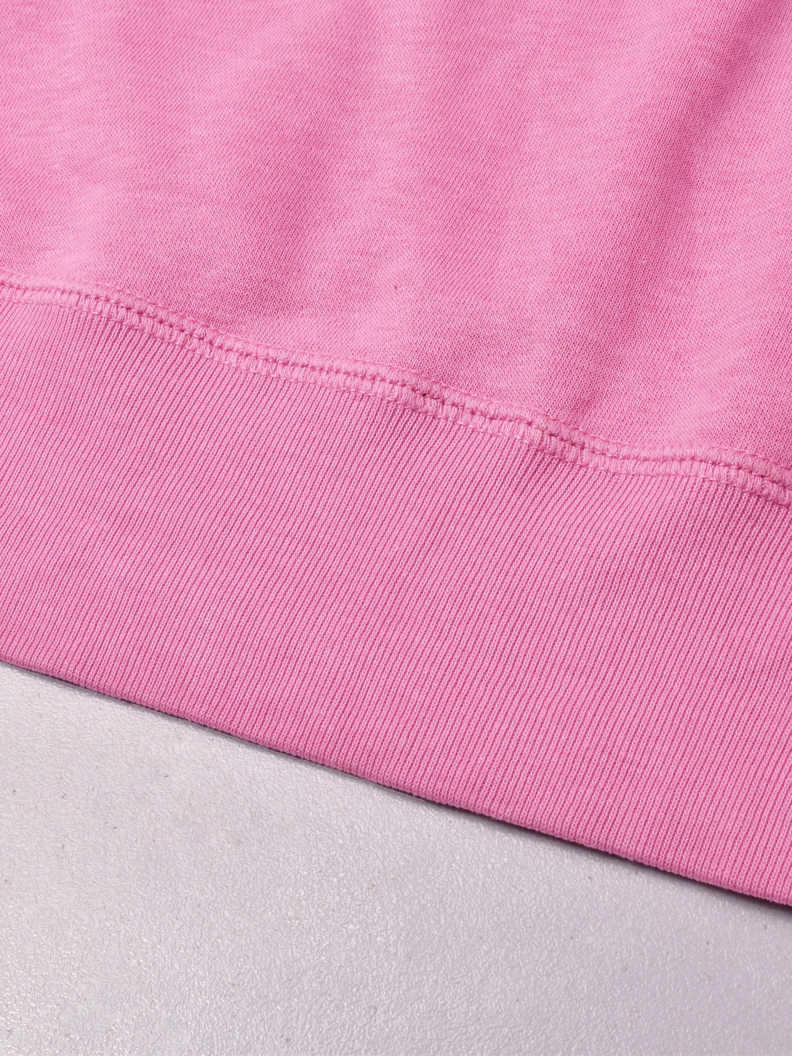 Fleece Crew Neck Sweatshirt For Men-Pink with Brown Panels-BR971