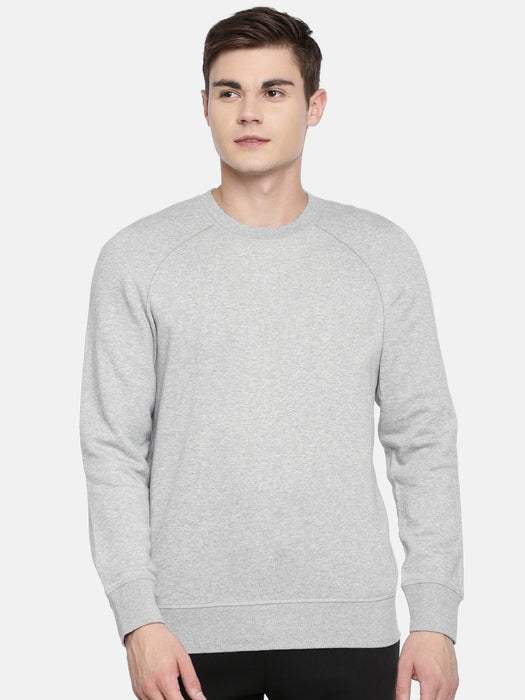 Next Crew Neck Terry Fleece Sweatshirt For Men-Grey Melange-BR12907