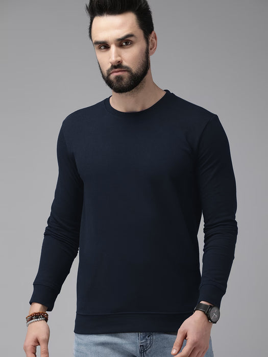 Next Crew Neck Fleece Sweatshirt For Men-Navy-BR12874