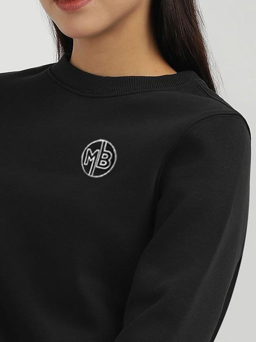 Next Crew Neck Fleece Sweatshirt For Women-Black-BR14610