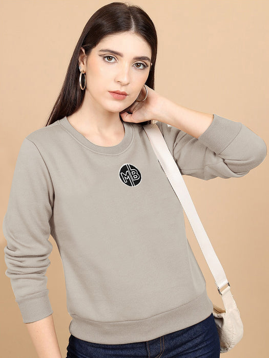 Next Crew Neck Fleece Sweatshirt For Women-Wheat-BR14612