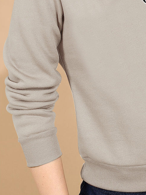 Next Crew Neck Fleece Sweatshirt For Women-Wheat-BR14612