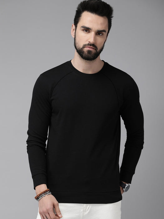 Next Crew Neck Terry Fleece Sweatshirt For Men-Black-BR12870