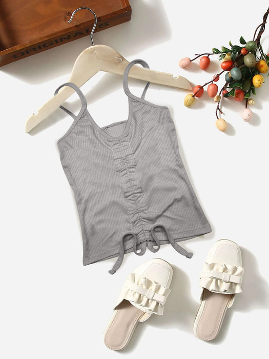 Next Ribbed Strappy Butterfly Top For Baby Girls-Grey-BR13291