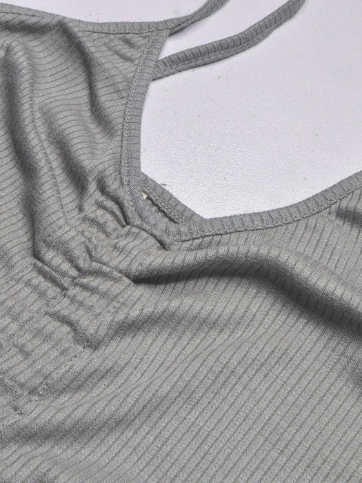 Next Ribbed Strappy Butterfly Top For Baby Girls-Grey-BR13291