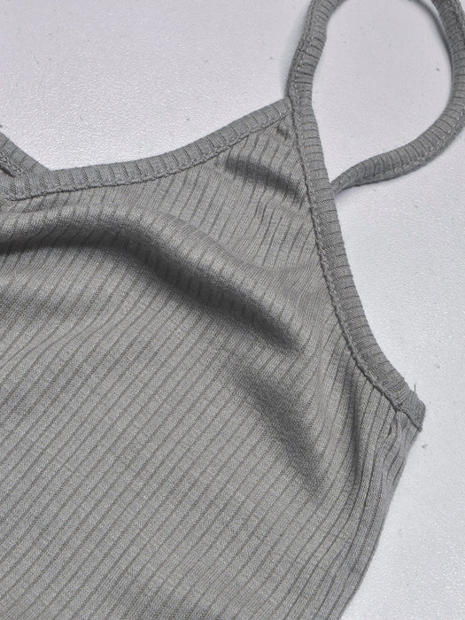 Next Ribbed Strappy Butterfly Top For Baby Girls-Grey-BR13291