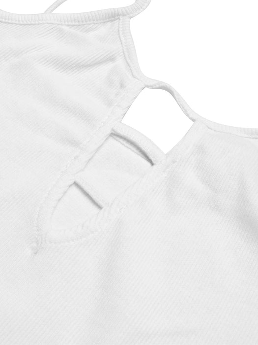 Next Ribbed Strappy Top For Baby Gilrs-White-BR13288